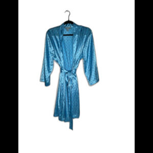 Morgan Taylor Intimates Blue Brown Polka Dot Tie Robe Sleepwear Lingerie Size XL